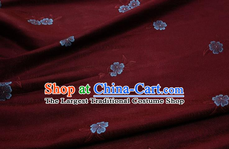 Chinese Classical Blossom Pattern Design Purplish Red Brocade Silk Fabric DIY Satin Damask Asian Traditional Qipao Dress Tapestry Material