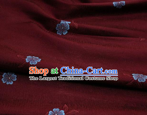 Chinese Classical Blossom Pattern Design Purplish Red Brocade Silk Fabric DIY Satin Damask Asian Traditional Qipao Dress Tapestry Material