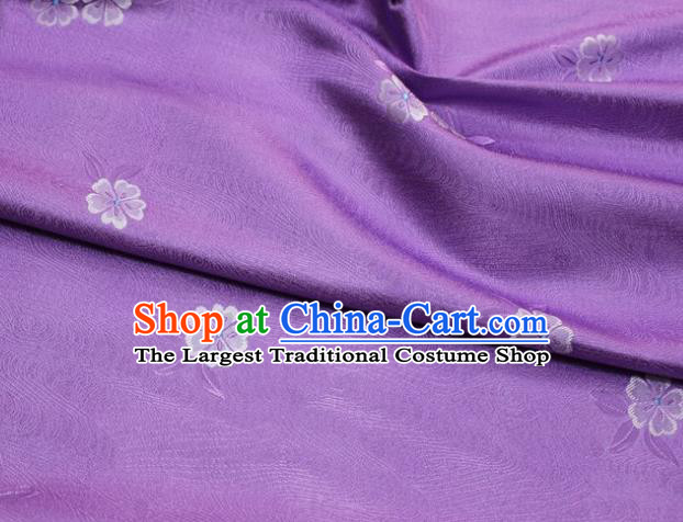 Chinese Classical Blossom Pattern Design Violet Brocade Silk Fabric DIY Satin Damask Asian Traditional Qipao Dress Tapestry Material