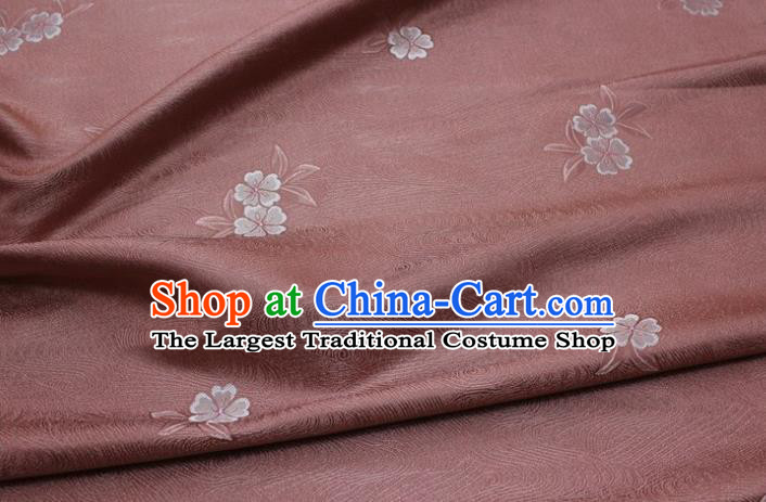 Chinese Classical Blossom Pattern Design Brownish Pink Brocade Silk Fabric DIY Satin Damask Asian Traditional Qipao Dress Tapestry Material