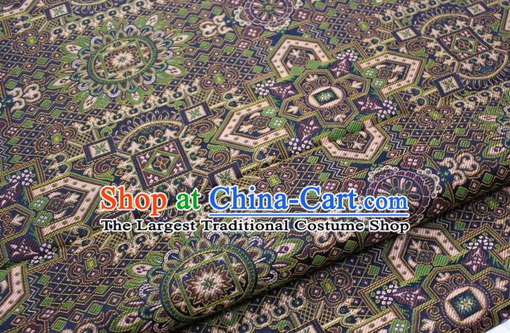 Chinese Classical Pattern Design Navy Nanjing Brocade Asian Traditional Tapestry Mongolian Robe Material DIY Satin Damask Silk Fabric