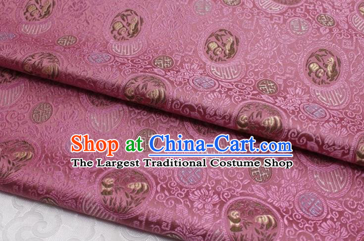 Chinese Qipao Dress Classical Panda Pattern Design Pink Nanjing Brocade Asian Traditional Tapestry Material DIY Satin Damask Silk Fabric