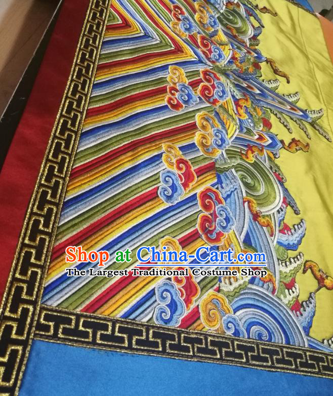 Top Quality Chinese Classical Clouds Wave Pattern Yellow Blended Material Asian Satin Traditional Curtain Jacquard Cloth Fabric