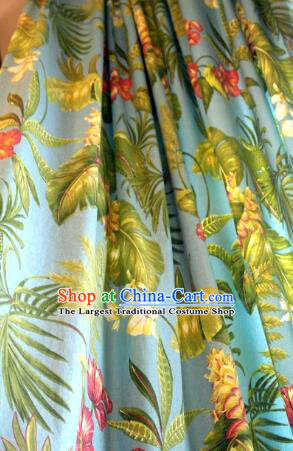 Top Quality Chinese Classical Coconut Grove Pattern Blue Cotton Material Asian Traditional Curtain Cloth Fabric