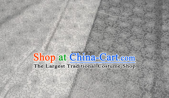 Chinese Classical Sesame Flower Pattern Design Argent Brocade Fabric Asian Traditional Tapestry Material DIY Satin Cloth Damask