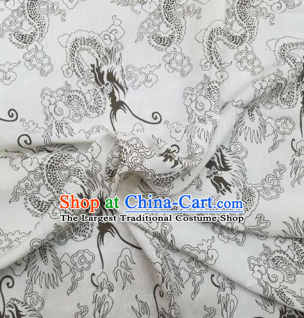 Top Quality Chinese Classical Dragon Pattern White Flax Material Traditional Asian Hanfu Dress Jacquard Cloth Traditional Linen Fabric