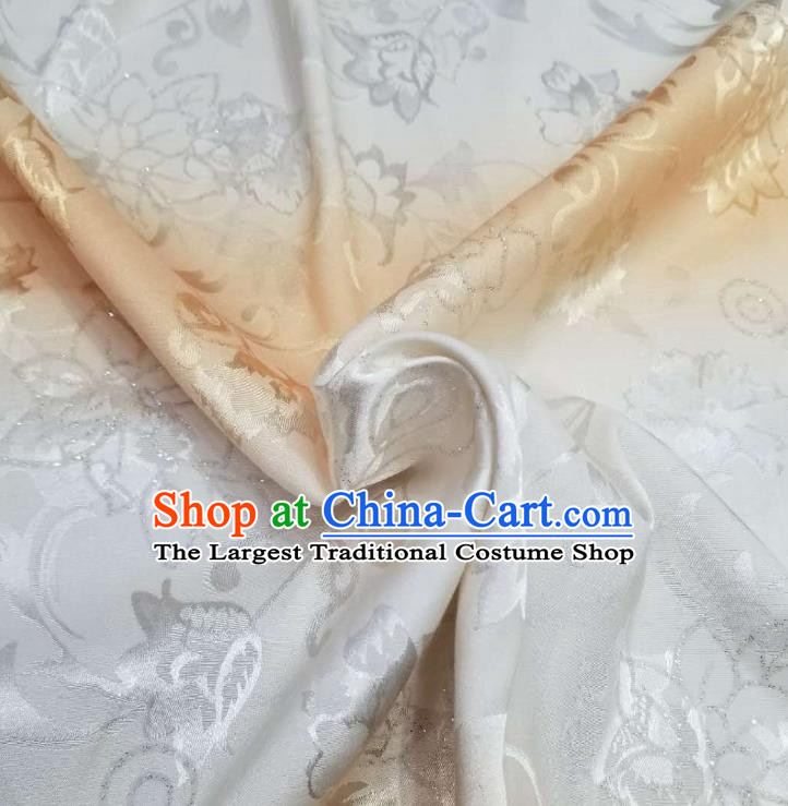 Top Quality Chinese Classical Osmanthus Pattern White Silk Material Traditional Asian Hanfu Dress Jacquard Cloth Traditional Satin Fabric