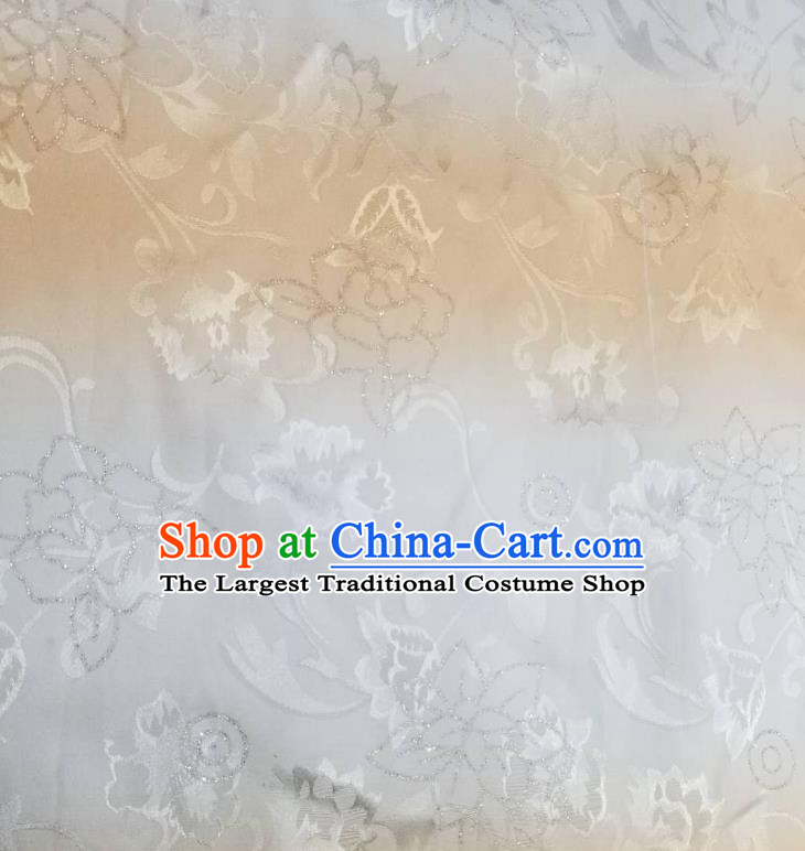 Top Quality Chinese Classical Osmanthus Pattern White Silk Material Traditional Asian Hanfu Dress Jacquard Cloth Traditional Satin Fabric