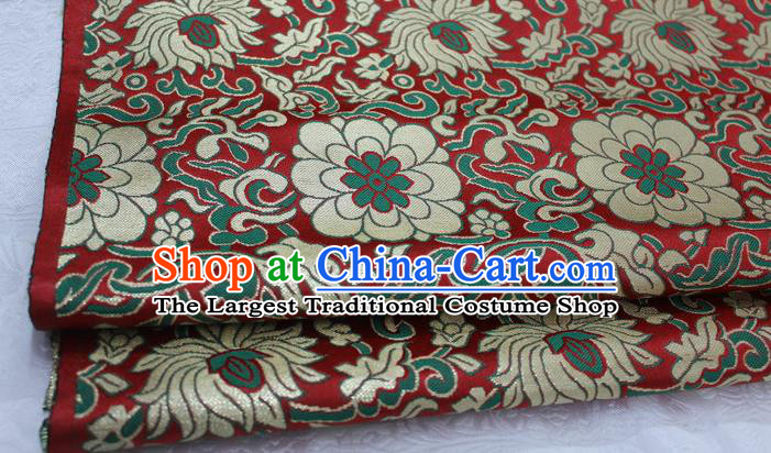 Chinese Mongolian Robe Classical Chrysanthemum Pattern Design Dark Red Brocade Asian Traditional Tapestry Material DIY Satin Damask Silk Fabric
