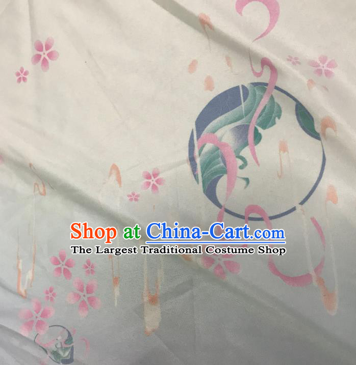 Chinese Hanfu Dress Traditional Plum Wave Pattern Design Satin Fabric Silk Material Traditional Asian Tapestry