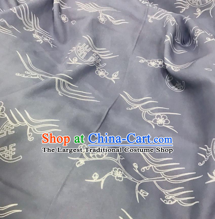 Chinese Hanfu Dress Traditional Plum Pattern Design Grey Satin Fabric Silk Material Traditional Asian Linen Tapestry