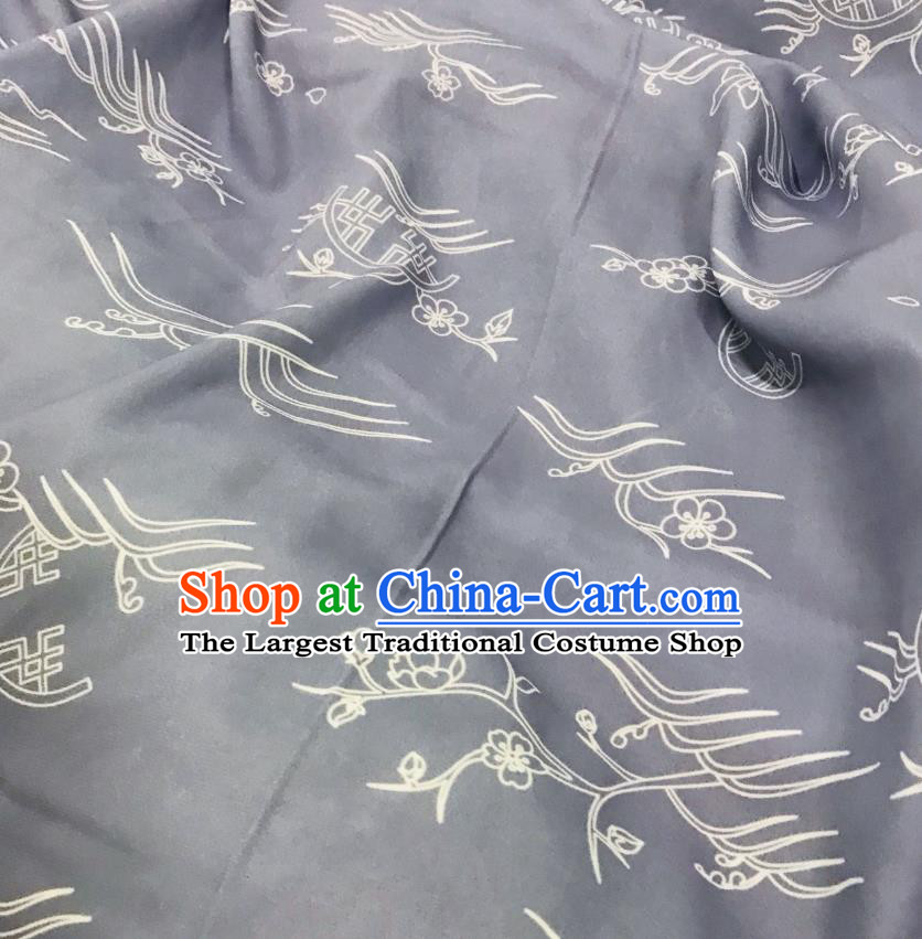 Chinese Hanfu Dress Traditional Plum Pattern Design Grey Satin Fabric Silk Material Traditional Asian Linen Tapestry