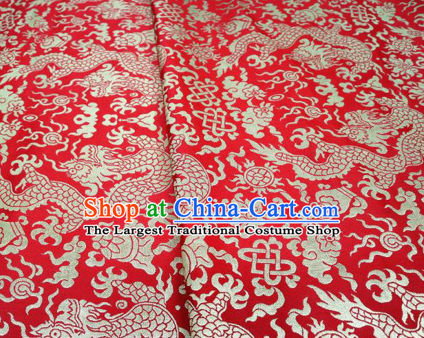 Chinese Classical Imperial Dragon Pattern Design Red Brocade Fabric Asian Traditional Tapestry Satin Material DIY Cloth Damask