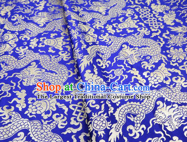 Chinese Classical Imperial Dragon Pattern Design Royalblue Brocade Fabric Asian Traditional Tapestry Satin Material DIY Cloth Damask