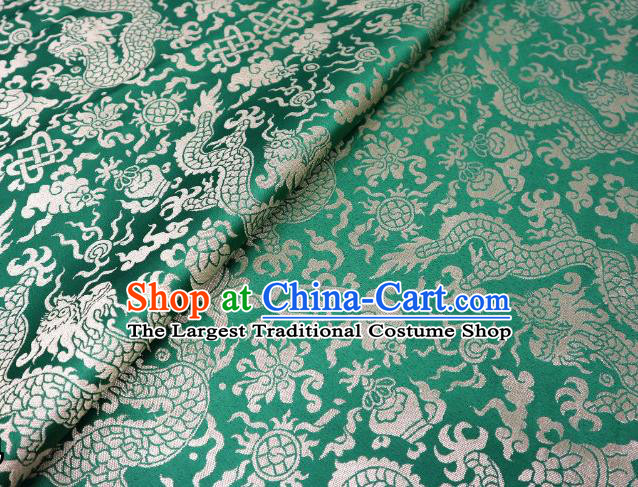 Chinese Classical Imperial Dragon Pattern Design Green Brocade Fabric Asian Traditional Tapestry Satin Material DIY Cloth Damask