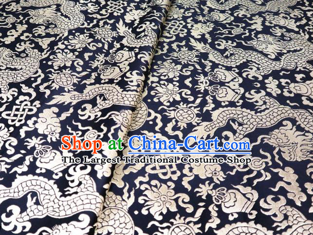 Chinese Classical Imperial Dragon Pattern Design Black Brocade Fabric Asian Traditional Tapestry Satin Material DIY Cloth Damask