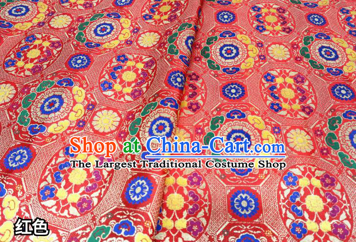 Chinese Classical Imperial Lucky Pattern Design Red Brocade Fabric Asian Traditional Tapestry Satin Material DIY Tibetan Cloth Damask