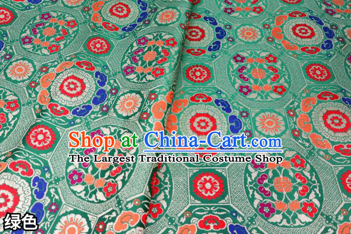 Chinese Classical Imperial Lucky Pattern Design Green Brocade Fabric Asian Traditional Tapestry Satin Material DIY Tibetan Cloth Damask