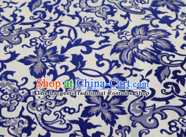 Chinese Classical Twine Pattern Design White Brocade Cheongsam Fabric Asian Traditional Tapestry Satin Material DIY Imperial Cloth Damask