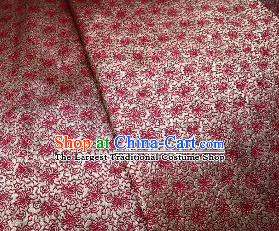 Chinese Classical Sesame Flower Pattern Design Red Brocade Fabric Asian Traditional Tapestry Material DIY Satin Cloth Damask
