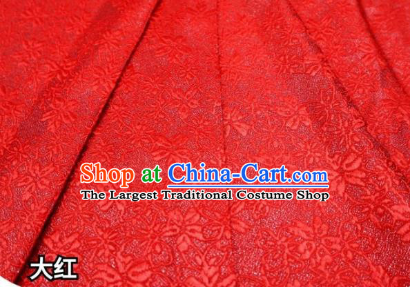Top Quality Japanese Classical Sakura Pattern Red Tapestry Satin Material Asian Traditional Brocade Kimono Nishijin Cloth Fabric