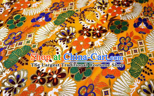 Top Quality Japanese Kimono Classical Banana Pattern Golden Tapestry Satin Material Asian Traditional Cloth Brocade Nishijin Fabric
