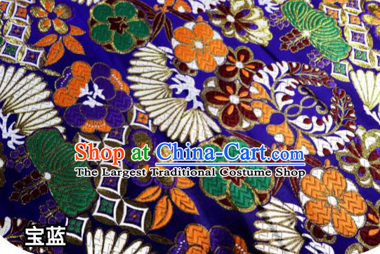 Top Quality Japanese Kimono Classical Banana Pattern Royalblue Tapestry Satin Material Asian Traditional Cloth Brocade Nishijin Fabric