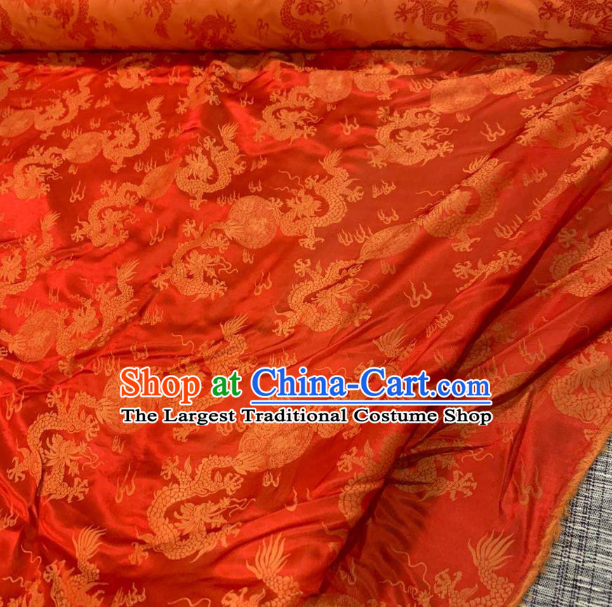 Chinese Classical Dragons Pattern Red Watered Gauze Asian Top Quality Silk Material Hanfu Dress Cloth Cheongsam Brocade Fabric