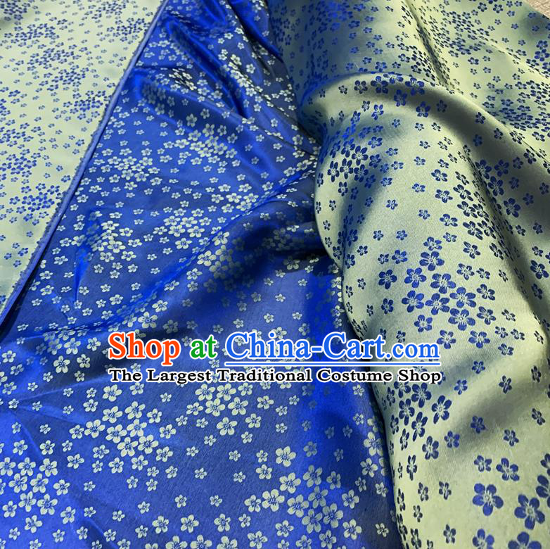 Chinese Classical Plum Pattern Deep Blue Watered Gauze Asian Top Quality Silk Material Hanfu Dress Fabric Cloth Cheongsam Brocade
