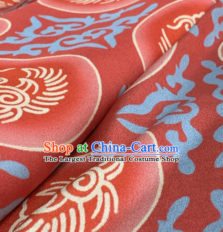 Chinese Classical Phoenix Pattern Red Watered Gauze Asian Top Quality Silk Material Hanfu Dress Fabric Cheongsam Cloth