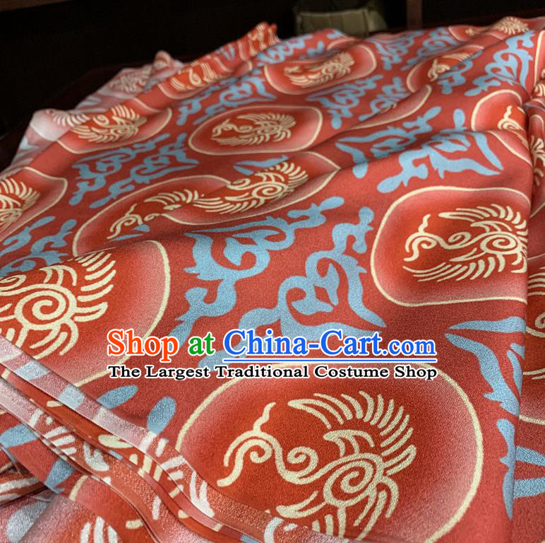 Chinese Classical Phoenix Pattern Red Watered Gauze Asian Top Quality Silk Material Hanfu Dress Fabric Cheongsam Cloth