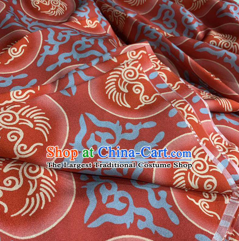 Chinese Classical Phoenix Pattern Red Watered Gauze Asian Top Quality Silk Material Hanfu Dress Fabric Cheongsam Cloth