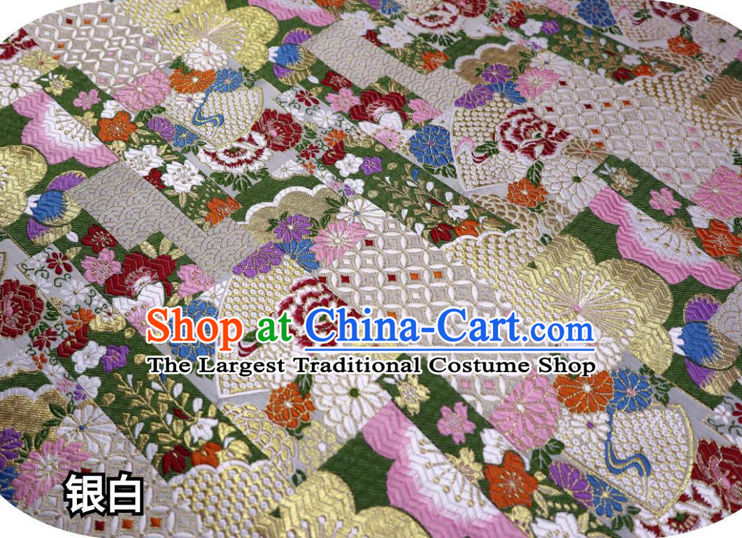 Japanese Kimono Belt Classical Pattern Argent Tapestry Satin Material Asian Traditional Brocade Cloth Top Quality Nishijin Fabric