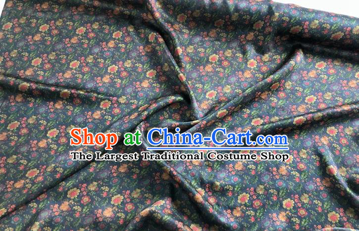 Chinese Classical Flowers Pattern Navy Watered Gauze Asian Top Quality Silk Material Hanfu Dress Brocade Cheongsam Cloth Fabric