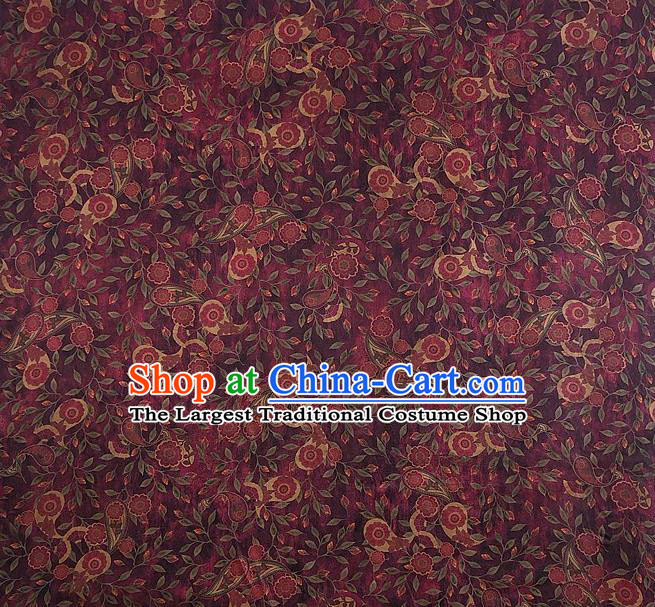 Chinese Classical Cashew Pattern Purple Watered Gauze Asian Top Quality Silk Material Hanfu Dress Brocade Cheongsam Cloth Fabric