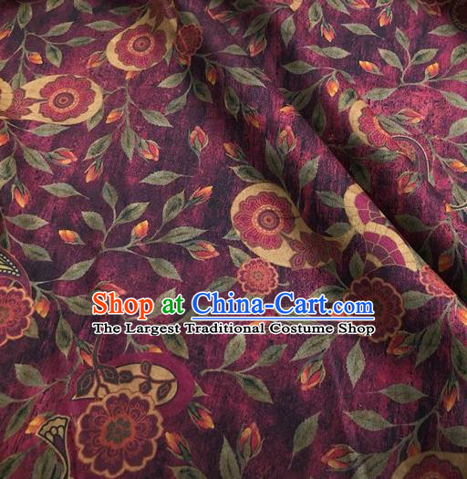 Chinese Classical Cashew Pattern Purple Watered Gauze Asian Top Quality Silk Material Hanfu Dress Brocade Cheongsam Cloth Fabric