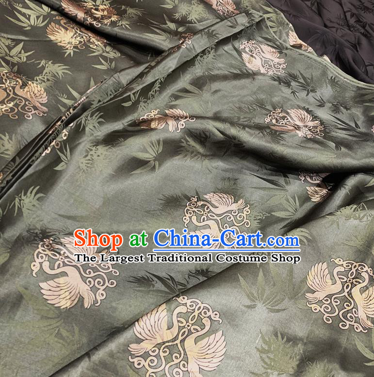 Chinese Classical Swan Pattern Grey Watered Gauze Asian Top Quality Silk Material Hanfu Dress Brocade Fabric Cheongsam Cloth