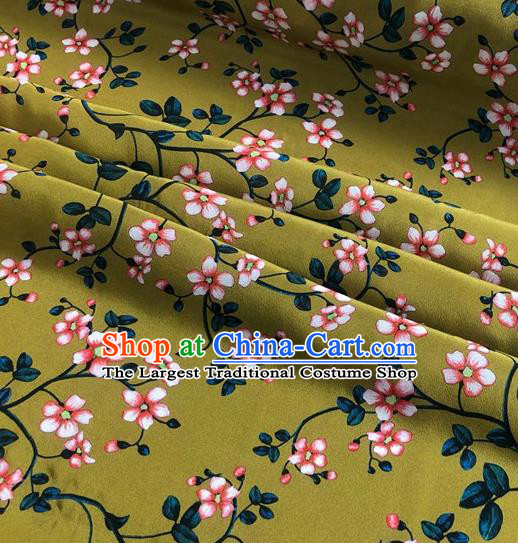Chinese Classical Peach Blossom Pattern Ginger Watered Gauze Asian Top Quality Silk Material Hanfu Dress Brocade Cheongsam Cloth Fabric