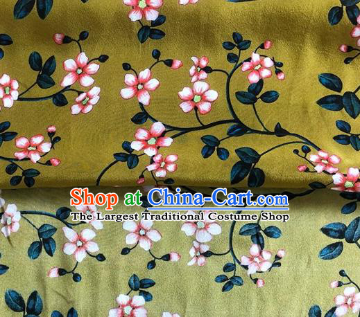 Chinese Classical Peach Blossom Pattern Ginger Watered Gauze Asian Top Quality Silk Material Hanfu Dress Brocade Cheongsam Cloth Fabric