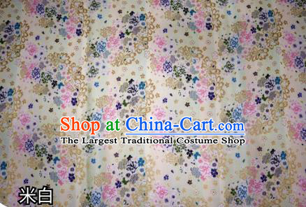 Top Quality Japanese Kimono Classical Sakura Pattern Beige Tapestry Satin Material Asian Traditional Cloth Brocade Nishijin Fabric