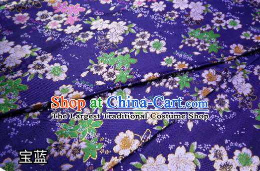 Royalblue Top Quality Japanese Kimono Classical Sakura Pattern Tapestry Satin Material Asian Traditional Cloth Brocade Nishijin Fabric