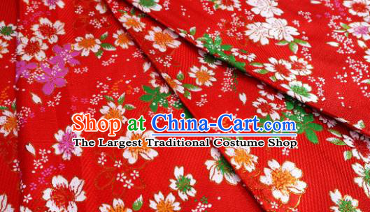 Red Top Quality Japanese Kimono Classical Sakura Pattern Tapestry Satin Material Asian Traditional Cloth Brocade Nishijin Fabric