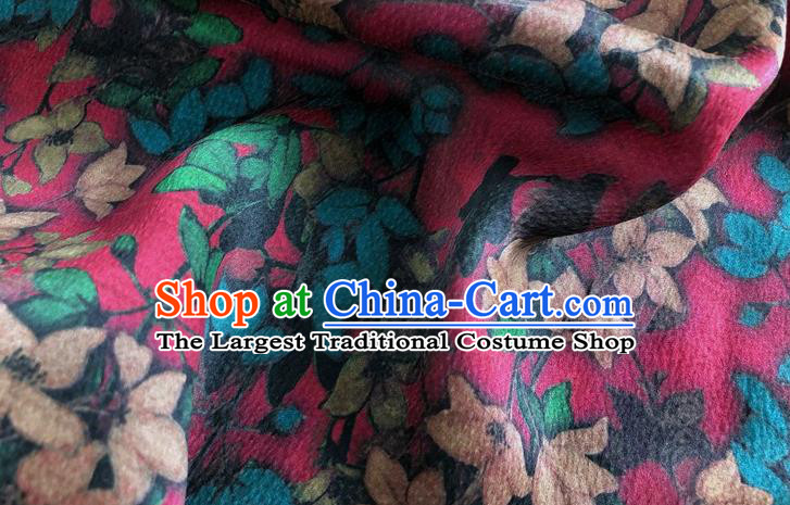 Chinese Classical Red Flowers Pattern Watered Gauze Asian Top Quality Silk Material Hanfu Dress Brocade Cheongsam Cloth Fabric