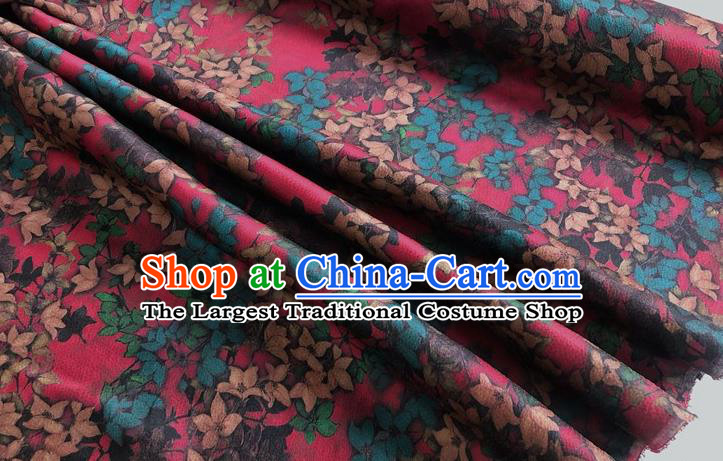 Chinese Classical Red Flowers Pattern Watered Gauze Asian Top Quality Silk Material Hanfu Dress Brocade Cheongsam Cloth Fabric