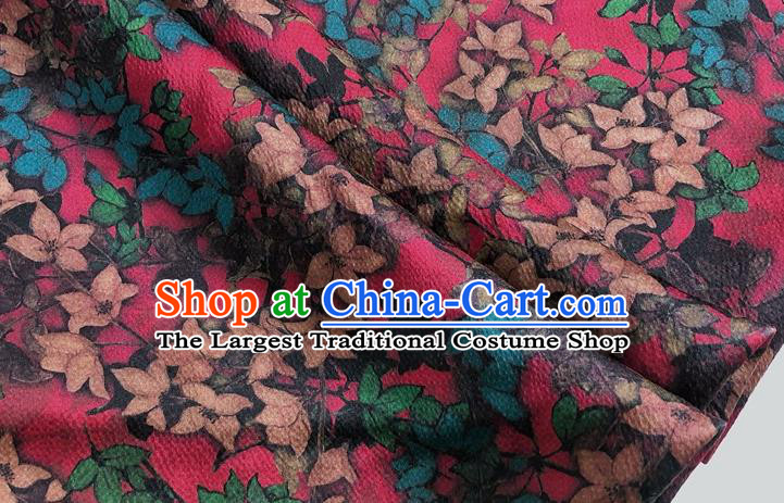 Chinese Classical Red Flowers Pattern Watered Gauze Asian Top Quality Silk Material Hanfu Dress Brocade Cheongsam Cloth Fabric