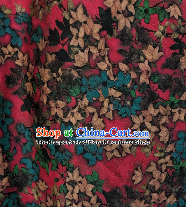 Chinese Classical Red Flowers Pattern Watered Gauze Asian Top Quality Silk Material Hanfu Dress Brocade Cheongsam Cloth Fabric
