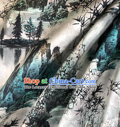 Chinese Classical Ink Painting Pattern Watered Gauze Asian Top Quality Silk Material Hanfu Dress Brocade Cheongsam Cloth Fabric
