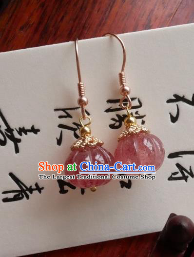 Chinese Handmade Wine Red Pumpkin Earrings Traditional Hanfu Ear Jewelry Accessories Ancient Princess Eardrop for Women
