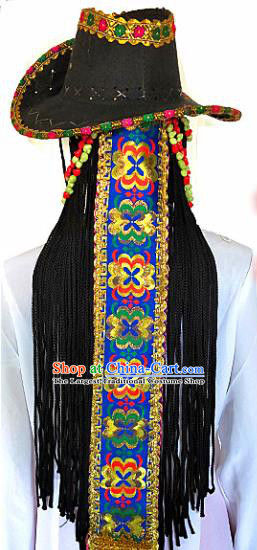 Chinese Traditional Tibetan Nationality Folk Dance Hat Decoration Handmade Zang Ethnic Headdress Stage Show Headwear for Women