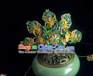 Handmade Chinese Jade Hairpins Traditional Hanfu Hair Accessories Ancient Qing Dynasty Court Gems Hair Crown for Women